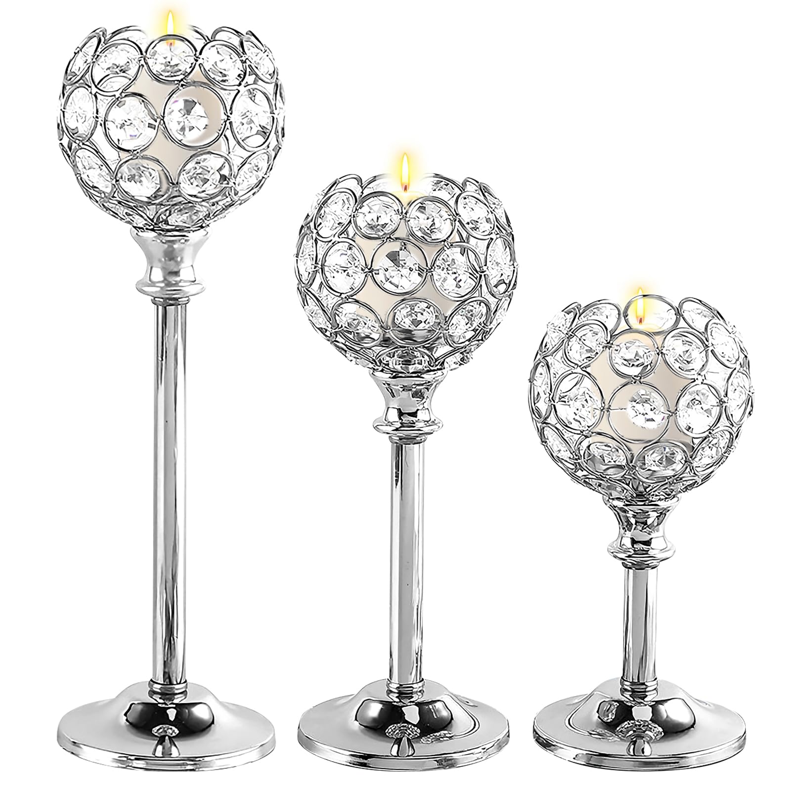 Romadedi Portacandele nero a stelo – 2 candelabri in metallo con cilindro in vetro per candele da tavolo, matrimonio, festa, compleanno, Natale, casa, tavolo da pranzo