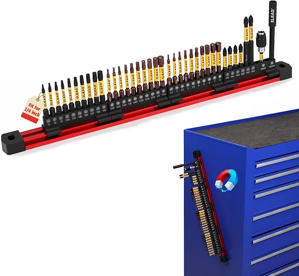 ELEAD 38-Piece Hex | Torx | Phillips Screwdriver Bit Set with 2.5” & 4” Bit Holder, Magnetic Bit Storage Rail, Allen Wrench Drill Bit Set, Tamper Proof Star Bit Set, S2 Steel