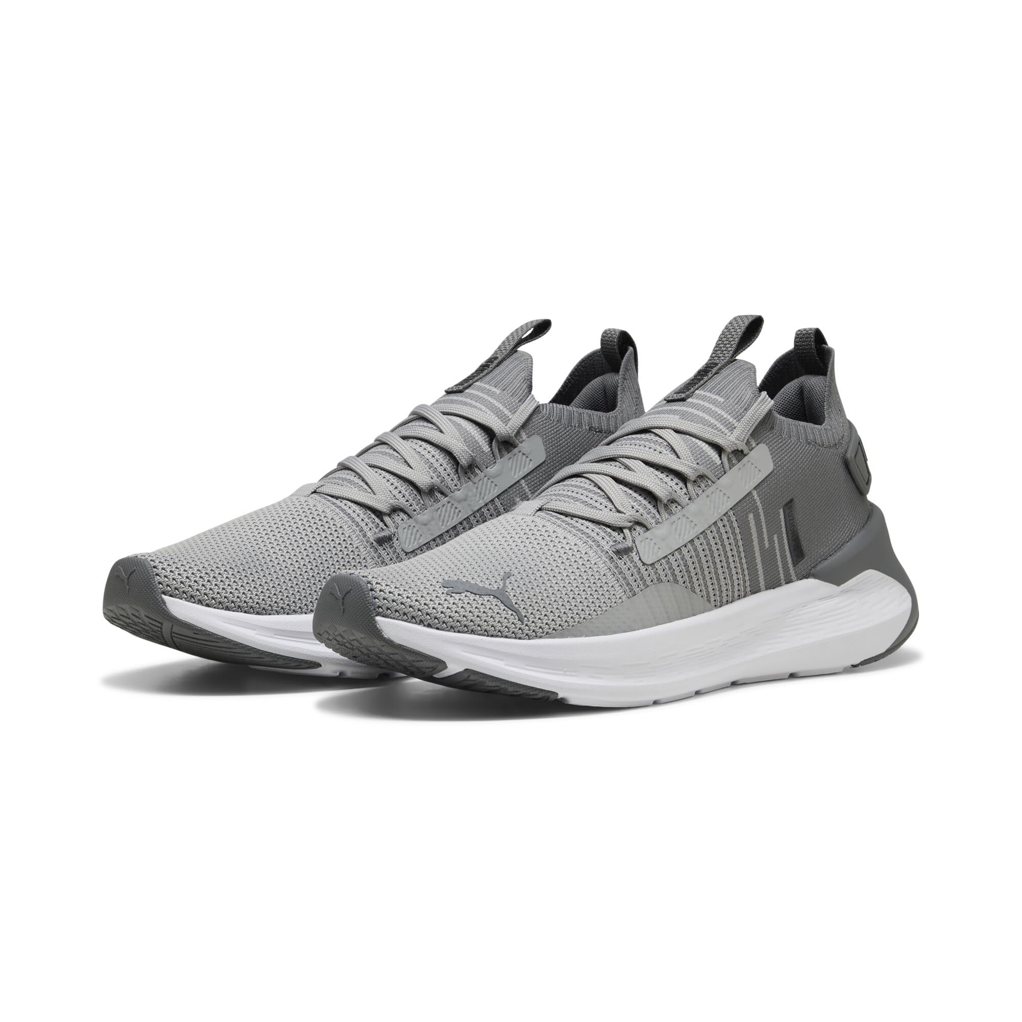 PUMA Unisex Softride Symmetry Fuzion LsRoad buty do biegania, Szary Echo Łupek Niebo PUMA Czarny, 48.5 EU