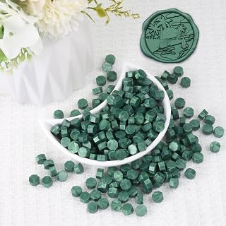 Pine Green Wax Seal Beads, HOSEALING Premium 360pcs Sealing Beads for Wax Seal Stamp, Metallic Green Sealing Wax Pellets Refill Pack for Wax Seal Kit, Wedding Invitations, Envelope Letter Sealing