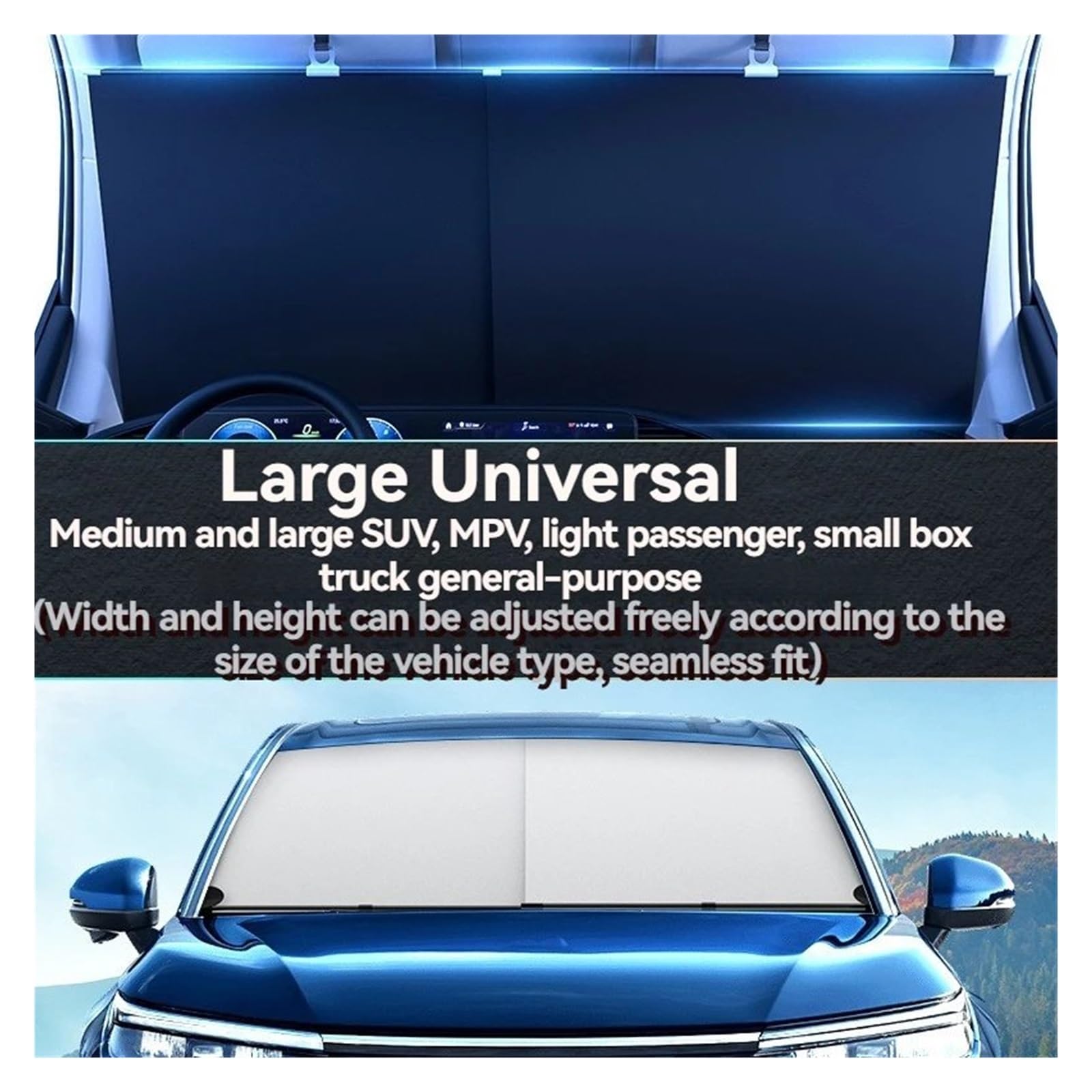 Parasol Ventanas Parasoles Coche 2 Ganchos Y Ventosas para Parabrisas Coche Barra Doble Retráctil para Vehículos Generales En La Parte Delantera con Bloqueo UV