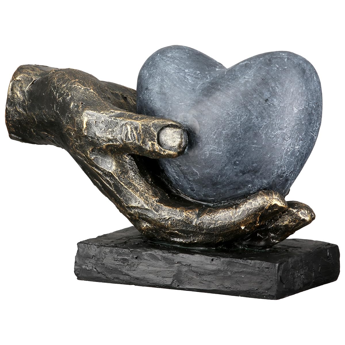 Herz Skulptur Bronze Hand Dekofigur Kunstharz Geschenk ohne Gravur Wohnidee