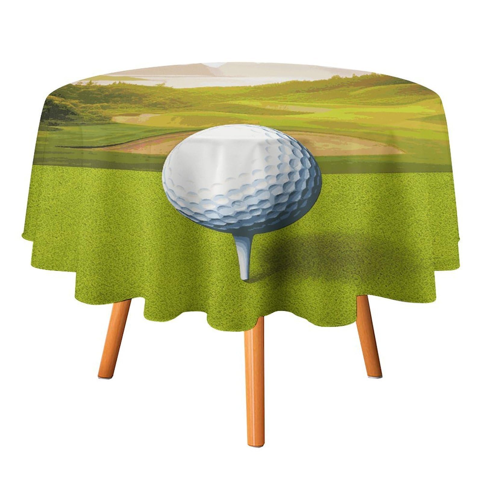 Fekiloot Style Golf Sport Round Tablecloth - Heavy Duty And Washable,Polyester Decorative Fabric Table Cover,Tablecloths For Kitchen Dining, Wedding, Birthday Party50x50in