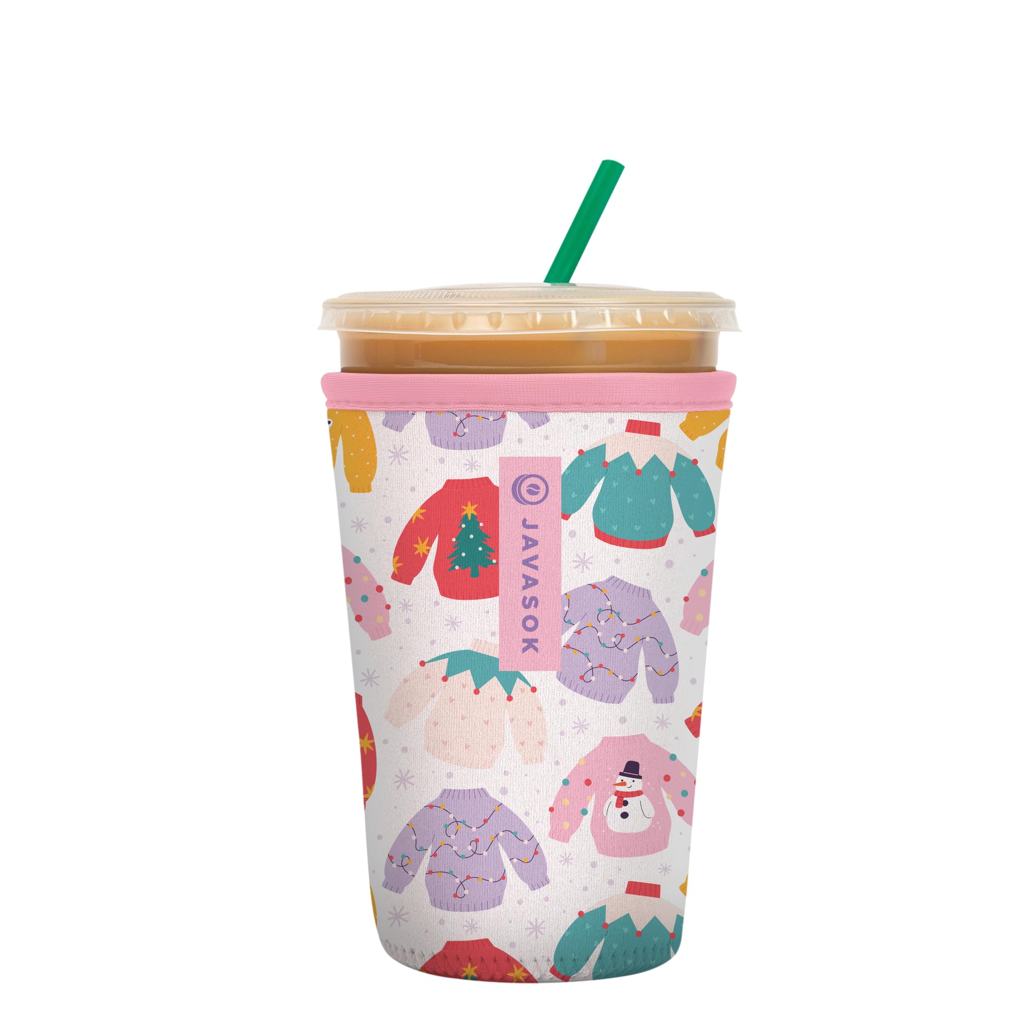 Sok It JavaSok Iced Coffee & Cold Soda Insulated Neoprene Cup Sleeve (Cozy Knits, Medium: 22-28oz)