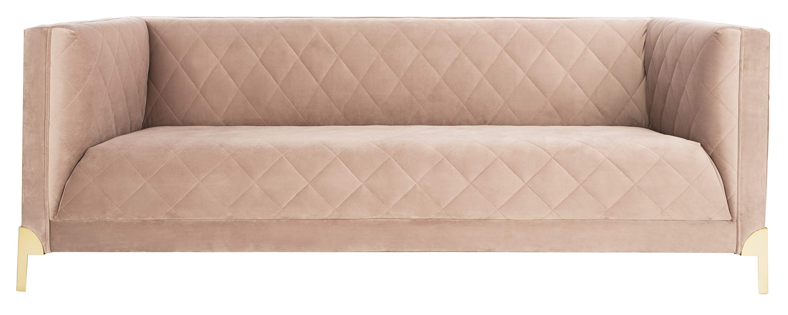 Safavieh Couture Home Luanna Pale Mauve and Gold Quilted Trellis Sofa