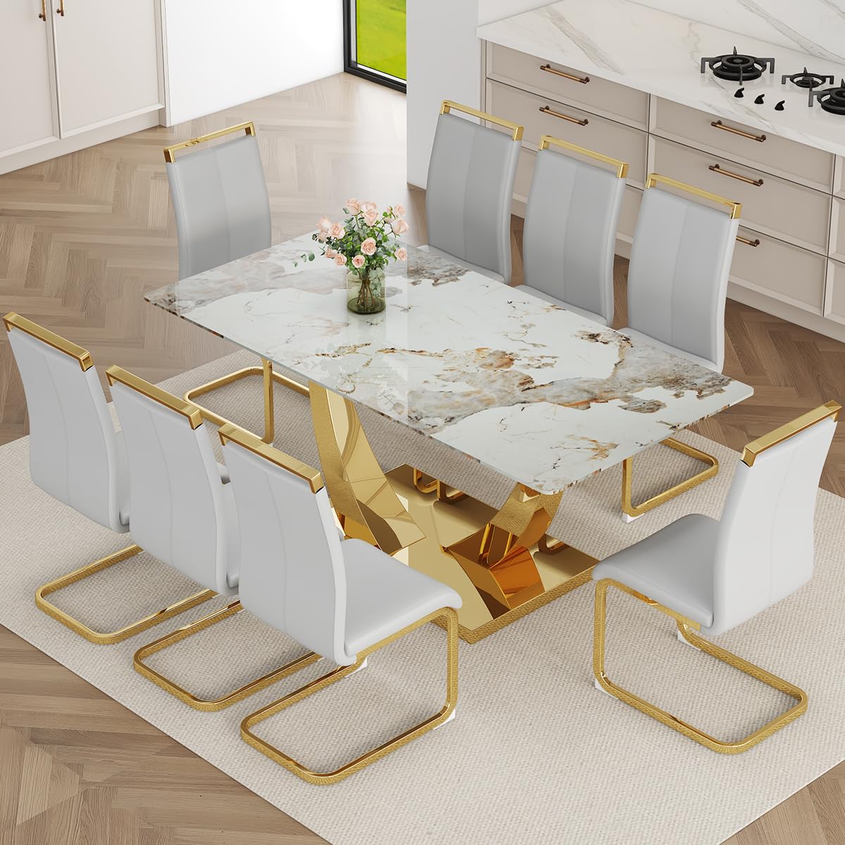 Amazon.com - NYEESS 71” Dining Table Set for 8, Rectangular Dining