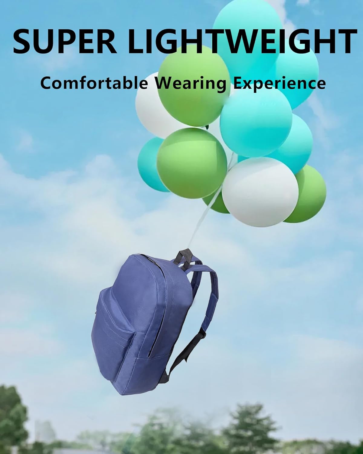 Black Basic School Canvas Backpacks for Boys Girls 15.6 Inch Travel Water Resistant Bookbag Black - Image 5