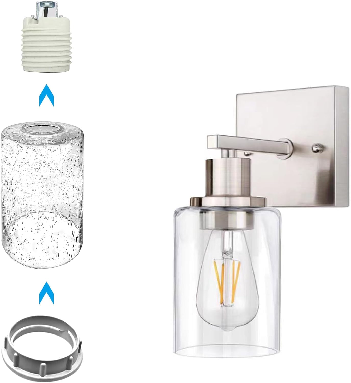ECUDIS 4 Pcs Lamp Shade Rings, White Aluminum Threaded Socket Rings for Medium Base E26 Sockets with Diameter of 1-1/2 Inches for Glass Lamp Shades, Light Fixture