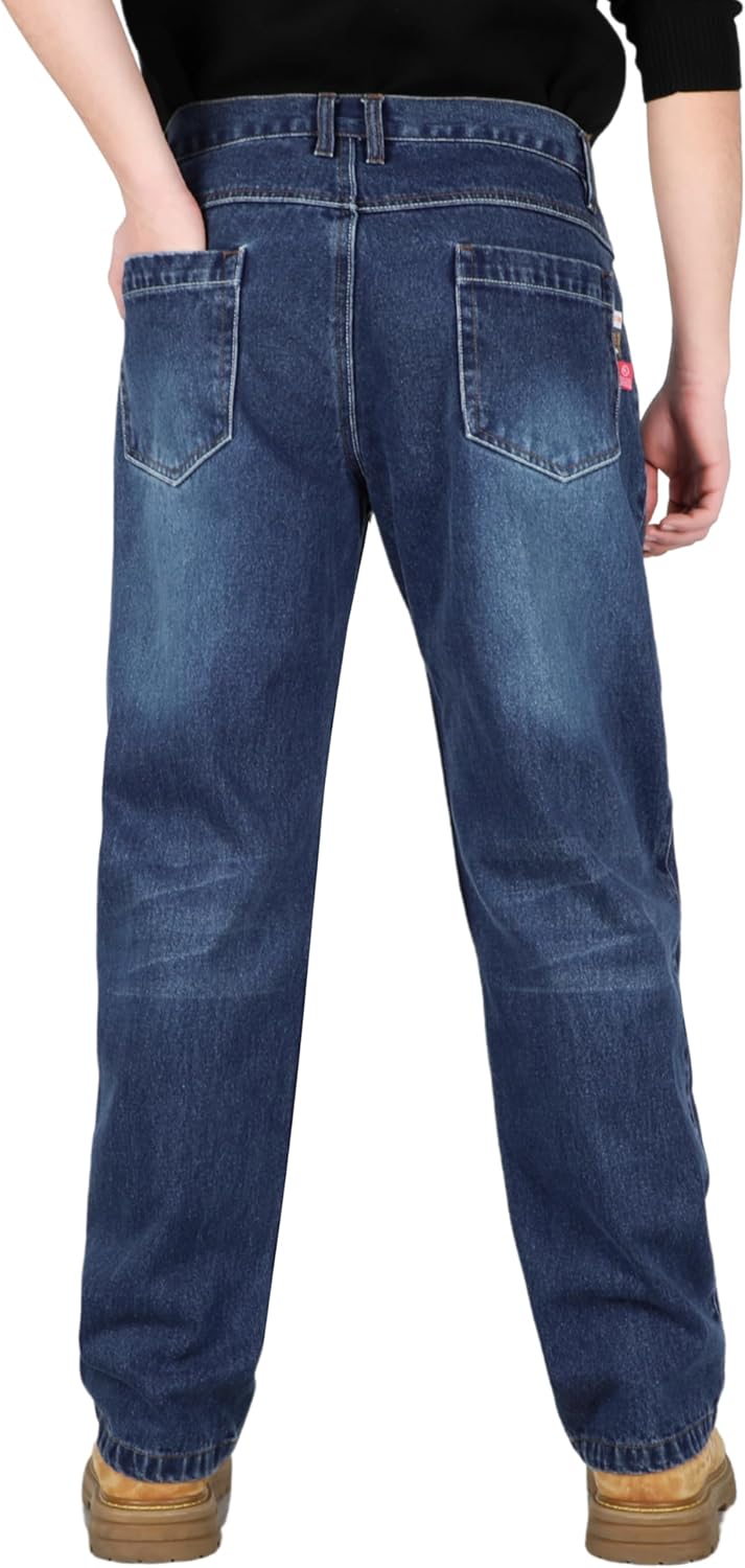 KONRECO FR Pants for Men Flame Resistant 14oz Heavy Duty Denim Pre-Washed Relaxed FR Jeans - Image 4