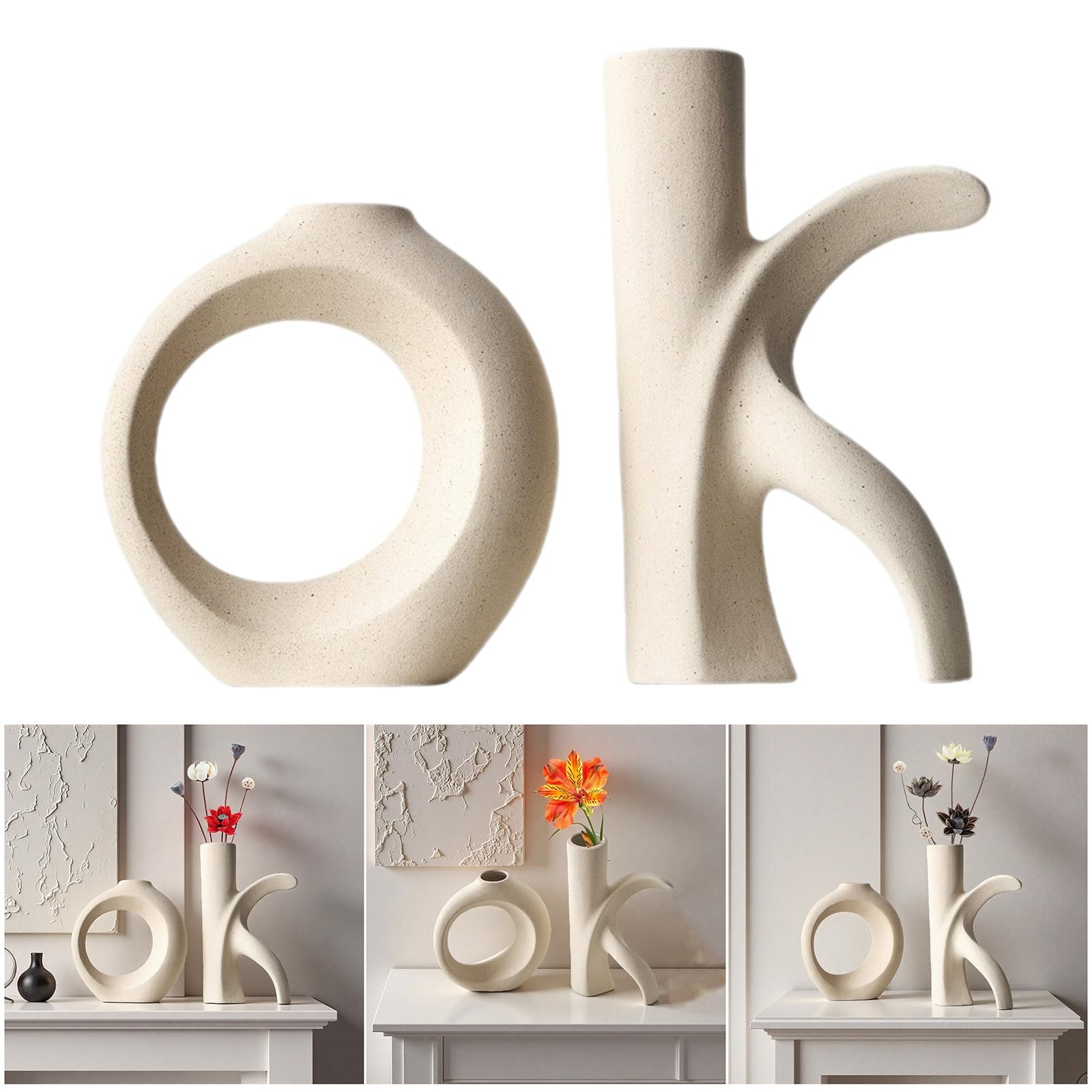 Keramikvasen, OK-Form, Vasen für Party, Hochzeit, Tafelaufsätze, dekoratives Vasen-Set, moderne nordische Vase, Heimdekoration, Keramik für Heimdekoration