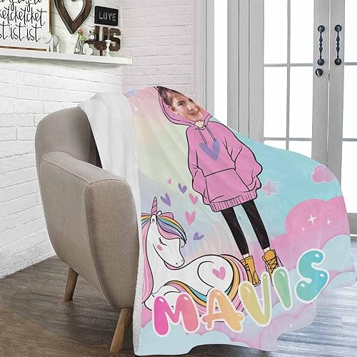 Miniatura 2 de YESCUSTOM Mantas de bebé para niñas, manta personalizada de sirena con foto y nombre, manta personalizada para bebés, niños y adultos
