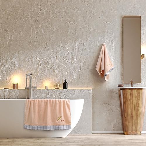 Miniatura 2 de Thmyo Juego de 2 toallas de baño de lujo 100% algodón, 1 toalla de baño, 1 toalla de mano, toallas de mano altamente absorbentes, toallas de baño