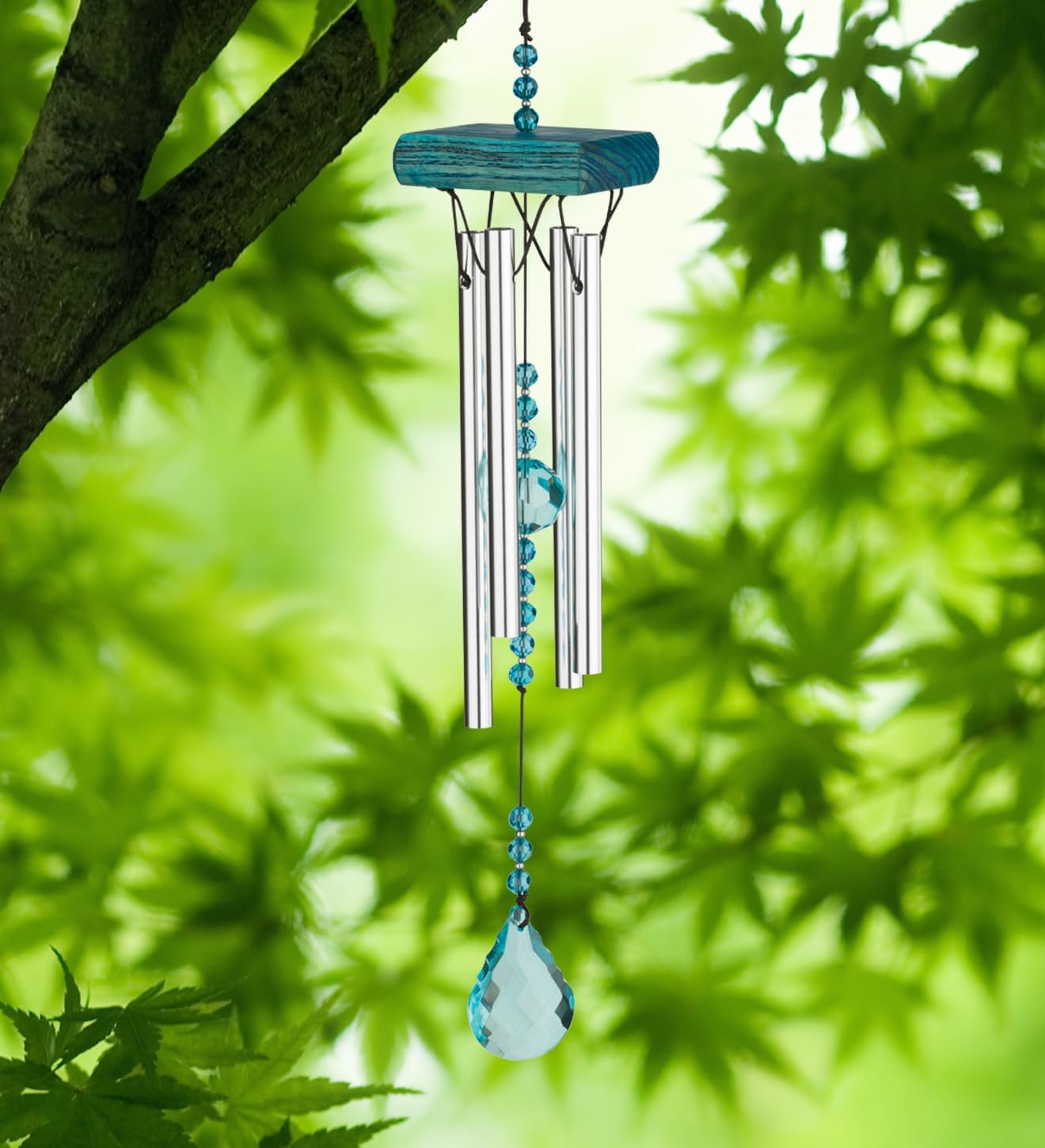Regal Art & Gift Garden Crystal Chimes - Outdoor Decorative Metal Hanging Chime - Relaxing Sound for Yard, Patio, Porch or Garden - Blue