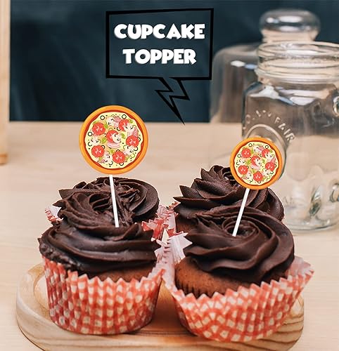 Miniatura 5 de 18 piezas de decoración temática de comida rápida con purpurina dorada, para fiesta de pizza, postre, decoración de cumpleaños para niños y niñas