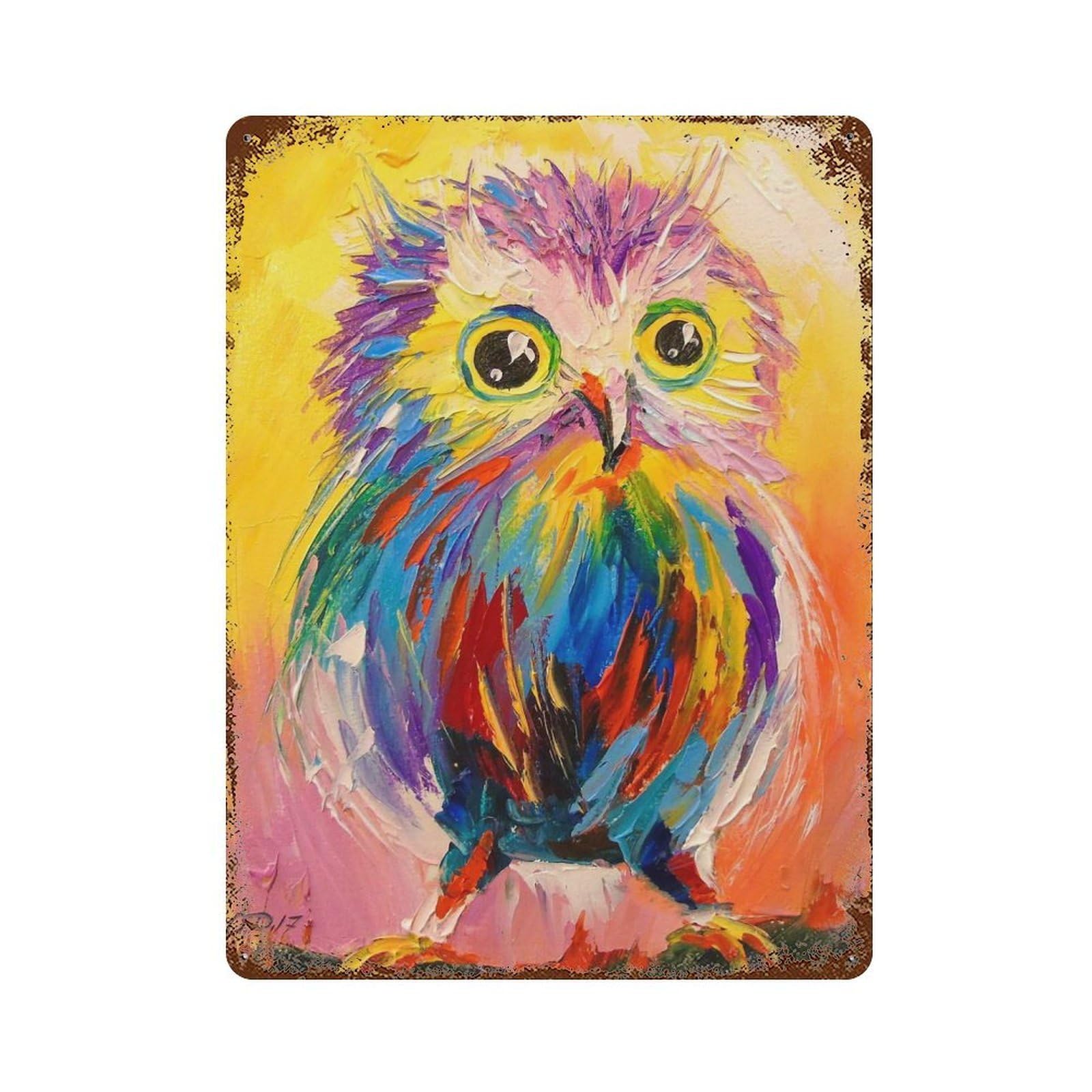 Garage Style A Small Owl Distressed Metal Wall Sign 15.7"x11.8", Novelty Wall Decor for Bar And Workshop