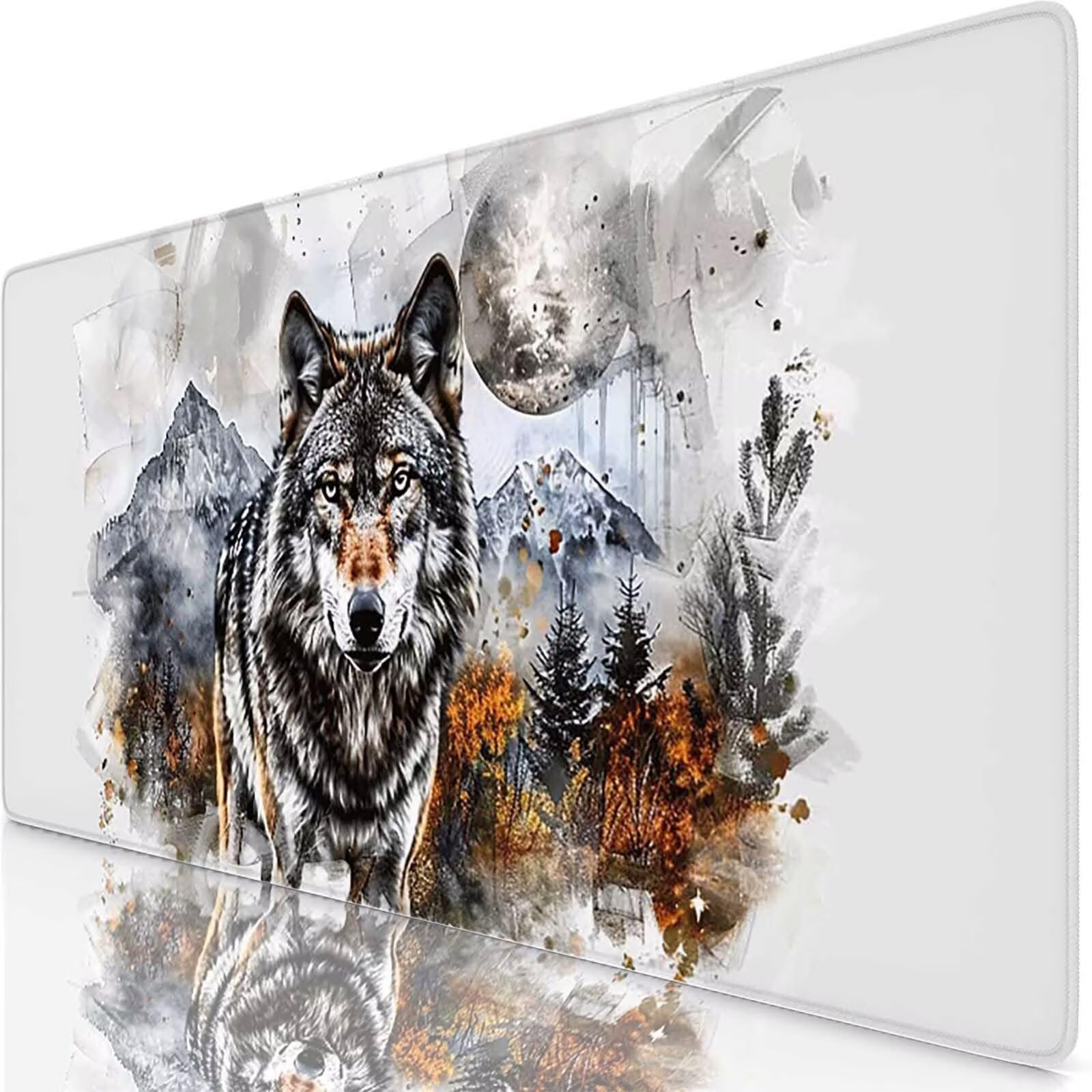 Szara podkładka pod mysz do gier XXL 1200 x 600 x 3 mm duża podkładka pod mysz XXL podkładka pod mysz wilk do klawiatury i biura, wysoka precyzja i szybkość, antypoślizgowa guma, akcesoria do gier w