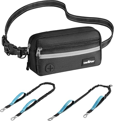 Miniatura 9 de Correa de perro manos libres, correa de cintura con absorción de golpes para pasear al perro, correr, senderismo, cinturón ajustable con riñonera y