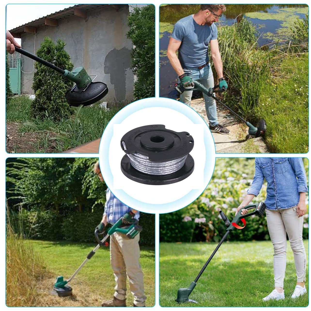 Strimmer Spool for Bosch, Strimmer Wire for Bosch F016800569, 1.6mm Double Autofeed Spools Replacement Compatible with Bosch ART 23 SL ART 26 SL, EasyGrassCut 18, 23, 26, 18-230,18-260 - 1Pack — view 6