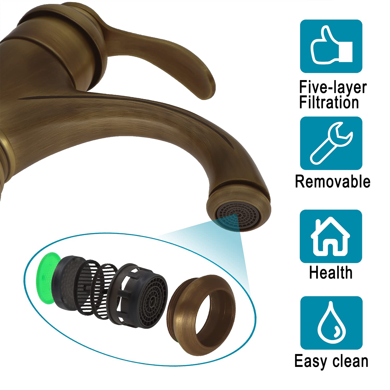 Brass SingleHandle Bathroom Sink Tap, Fitting Retro Style Antique