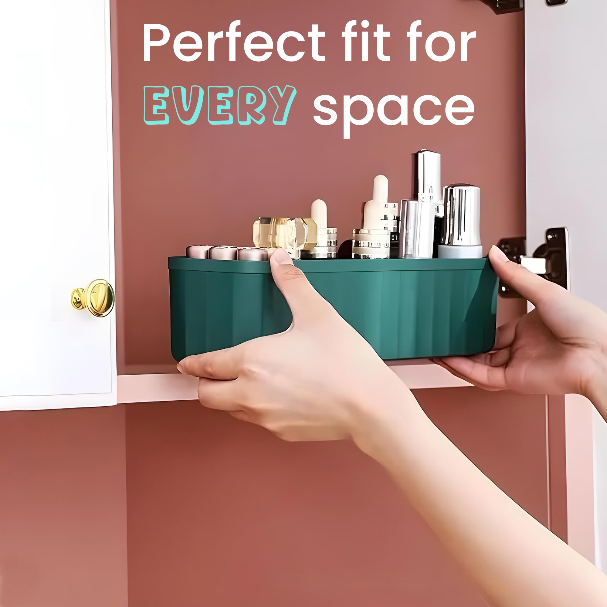 Kuber Industries Plastikowy wielofunkcyjny organizer do szafy do przechowywania z przegródkami, organizer na toaletkę, organizer na biurko do domu i biura, wielokolorowy