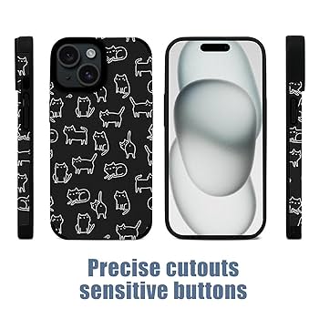 Amazon.co.jp: iPhone 15 ケース 黒と白 猫 ネコ柄 耐衝撃