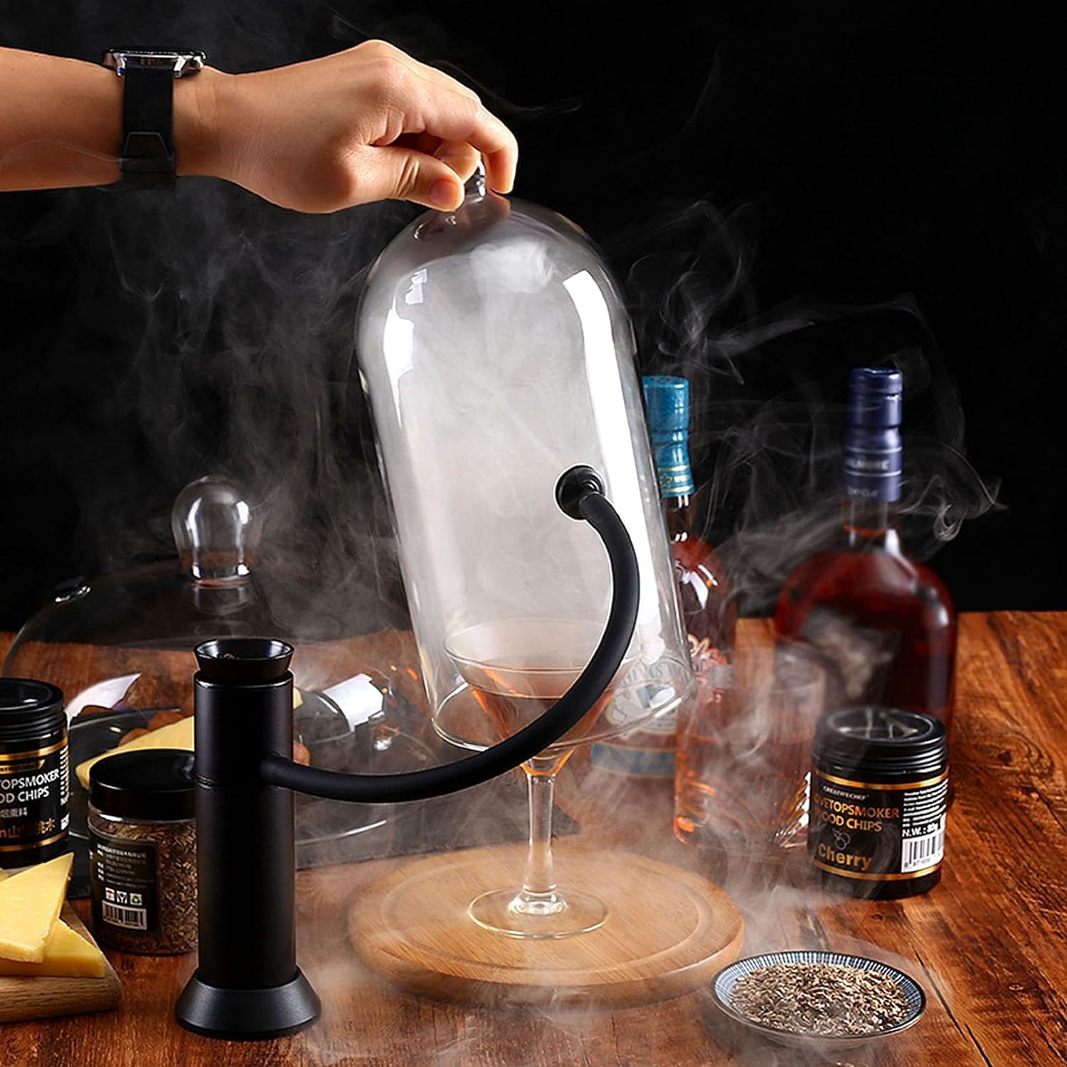 Smoking Gun Cocktail Infusor de Humo para Alimentos que Realza el Sabor de la Carne, Sous Vide, Barbacoa, Bebidas de Cocktail y Queso (Negro)