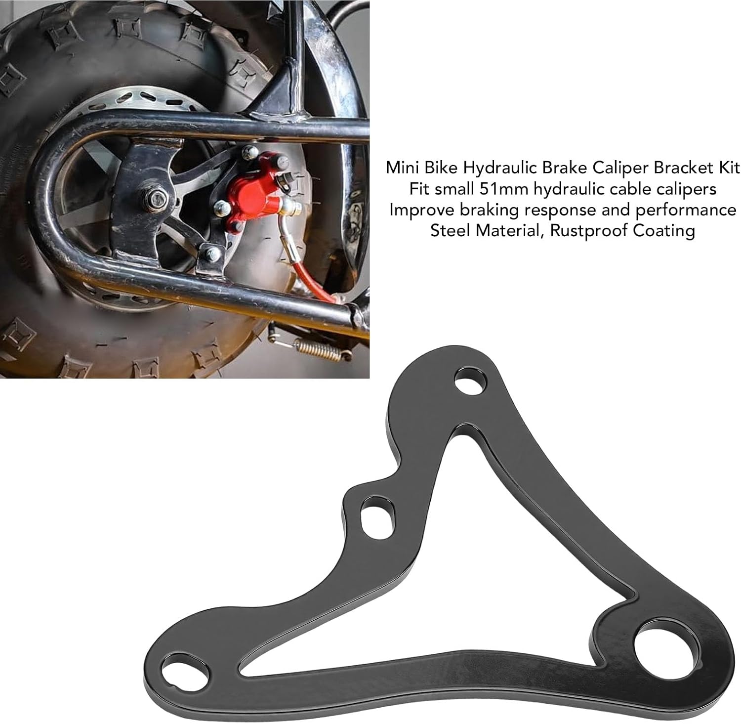 Fafeicy Mini Bike Hydraulic Brake Caliper Bracket Kit, Steel Mounting Hardware for RT100 , with 51mm Hydraulic Caliper
