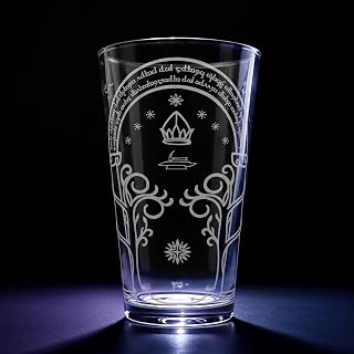 GATE OF MORIA Engraved 16oz Pint Glass | Inspired by Tolkien Power Ring and Middle Earth | Great Christmas Gift Idea | Unique Elvish Fantasy Wizard Fantasy Decor!