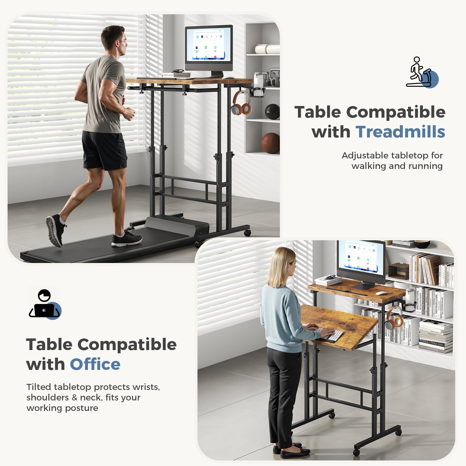 Standing Split Desk Snapklik.com : Split Top Rolling Standing Desk, 23.6 Inch Mobile Laptop ...