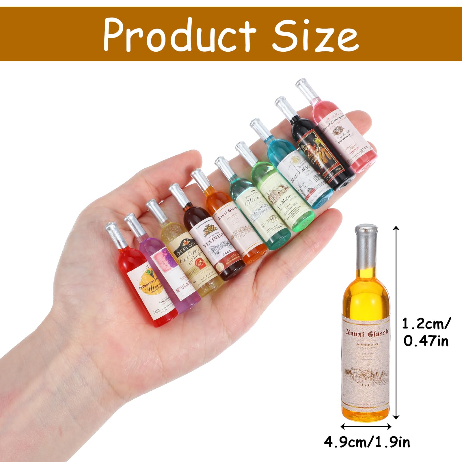 10 Pcs 1:12 Scale Mini Wine Bottles Cake Toppers Wine Drinks Decoration Beer Glass Model Mini House Drink Accessories for Dollhouse Miniature Bottles Cake Decorations