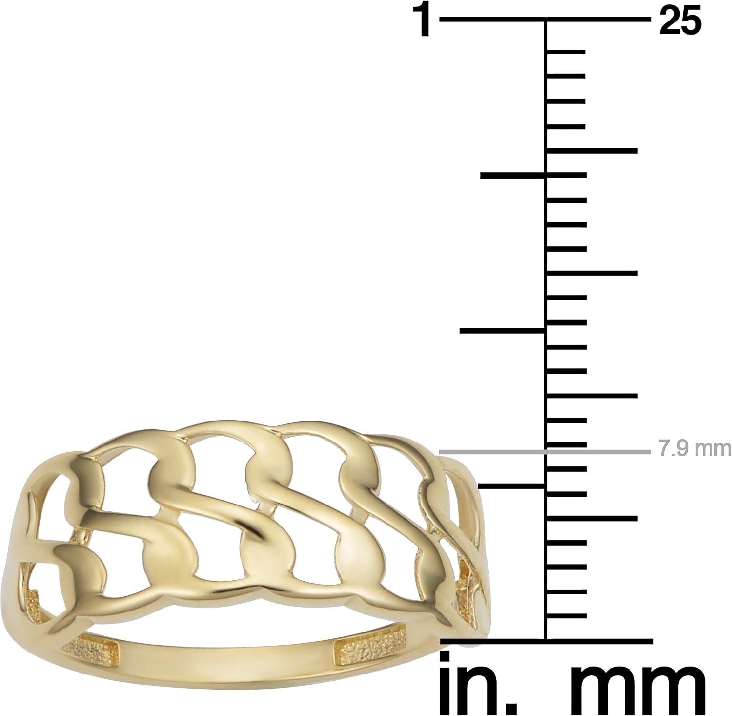 Kooljewelry 14k Yellow Gold 7.9 mm Double Row Curb Link Ring
