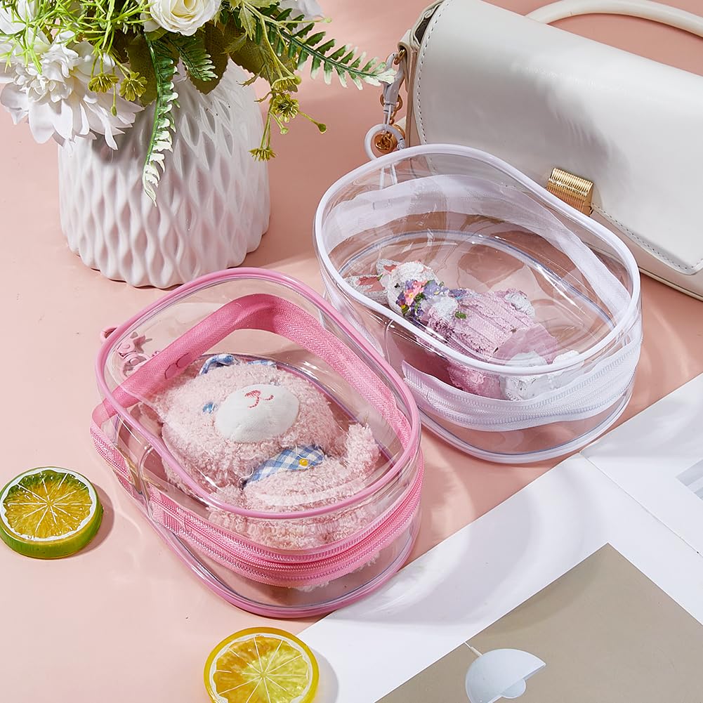 SUPERFINDINGS 2 Colors Large Clear Figure Display Bag with Keychain 17.3cm Pink White Portable Figures Storage Bag Blind Box Organizer Dustproof Figure Storage Pouch Zipper Closure for Collectibles - Image 4