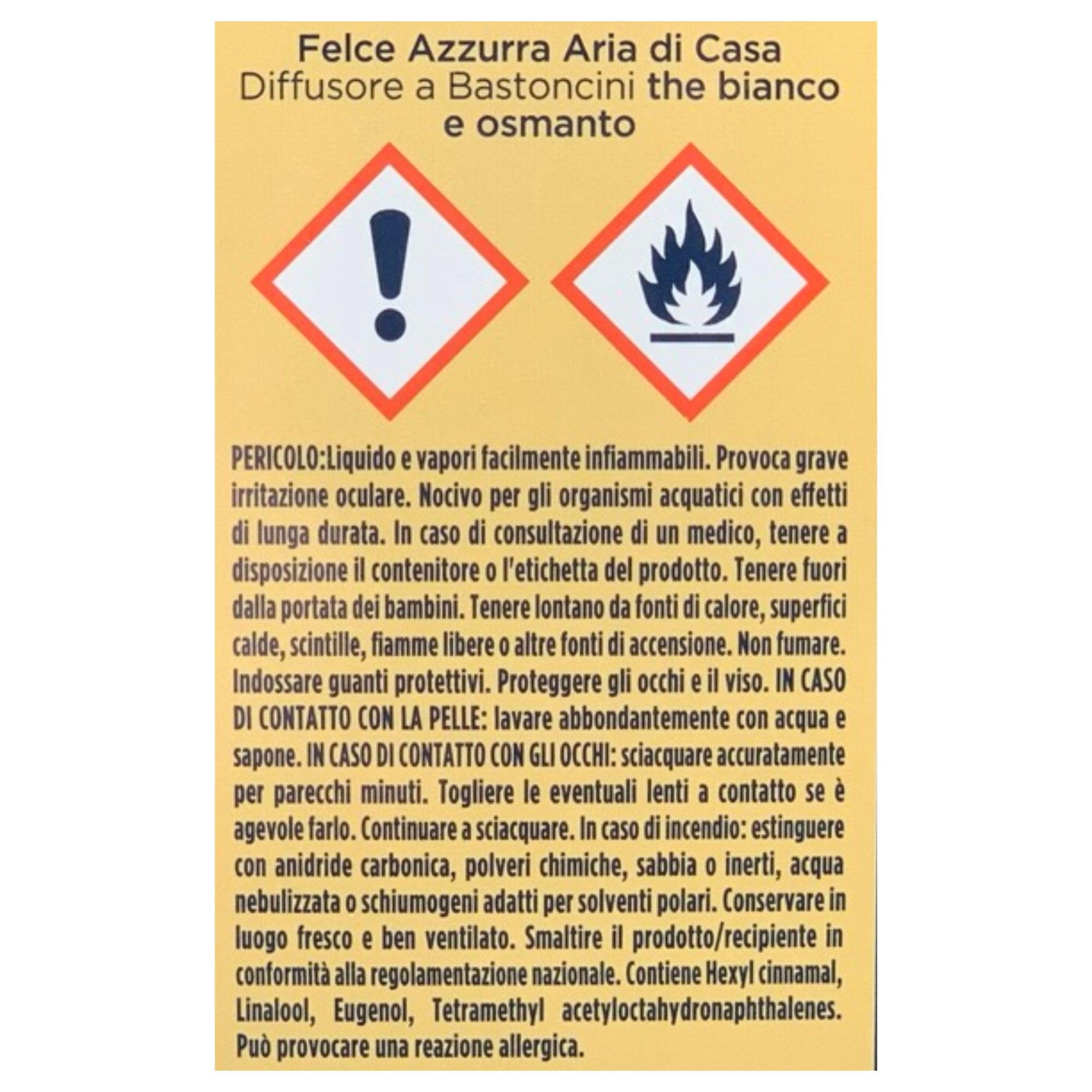 Felce Azzurra Diffusore Ambiente a Bastoncini, Fragranza THE BIANCO E OSMANTO, Formato 120ml + Ricambio 10 Bastoncini Per Diffusori Neri (6 Unità + Bastoncini)