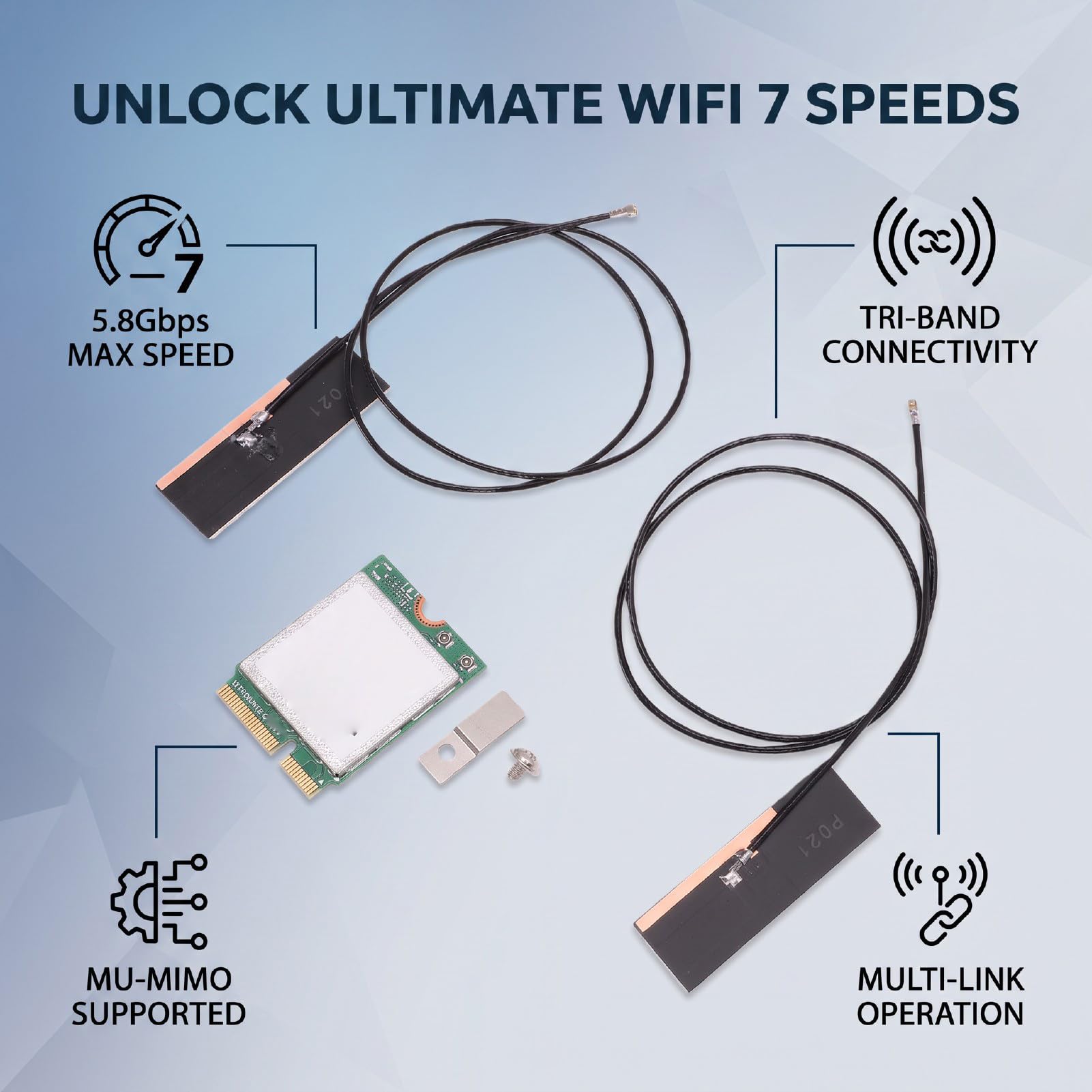 GOWENIC WiFi 7 Bluetooth, Modulo Combinato Tri Band, 5,8 Gbps M.2