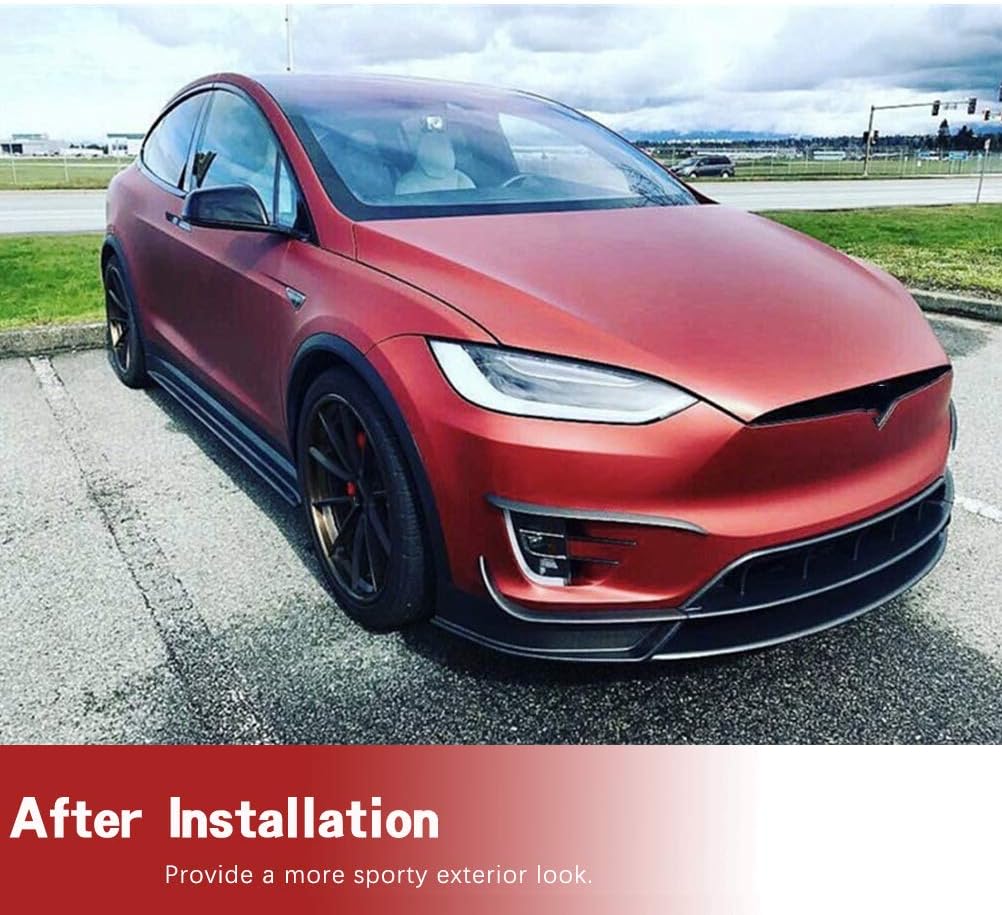 Carbon Fiber Front Bumper Vent Trim Fits for Tesla Model X 75D 90D P90D 100D P100D Sport 2016-2019 Factory Side Air Fender Cover Trim Scoop Winglet Apron Fin Front Splitter