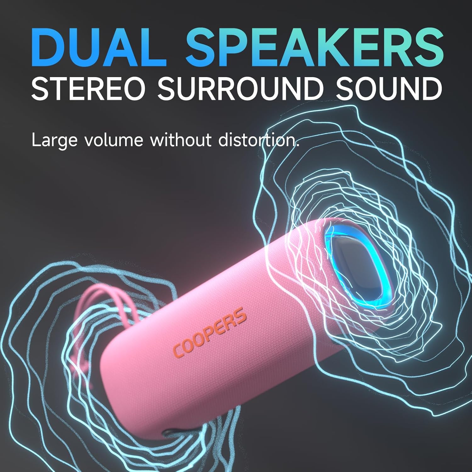 Portable Bluetooth Speaker, Wireless Bluetooth Speaker with Clear Loud Stereo Sound, IPX5 Waterproof Speakers with RGB Lights, BT5.3, Long Playtime, TWS Pairing for Home Outdoor Party Beach Travel - Image 3