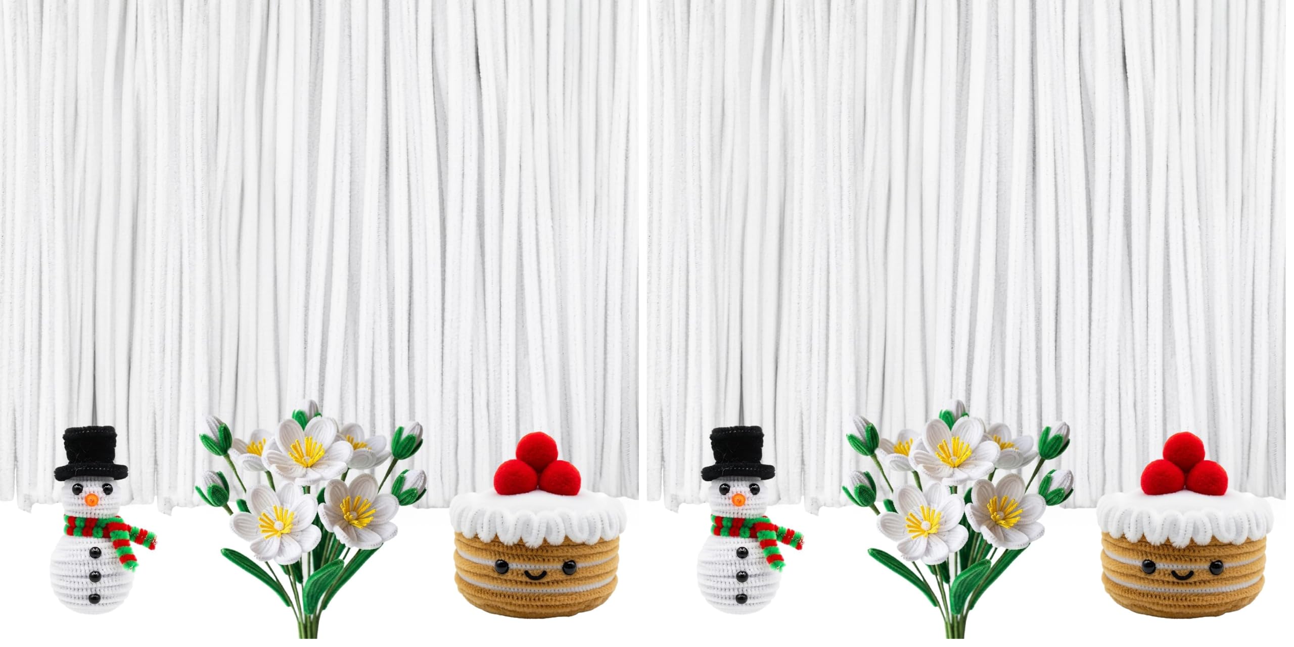 Caydo 200 Pieces White Pipe Cleaners Craft Chenille Stems for DIY Art Creative Crafts Party Valentine's Day Decorations (12 Inch x 6 mm) (Pack of 2)