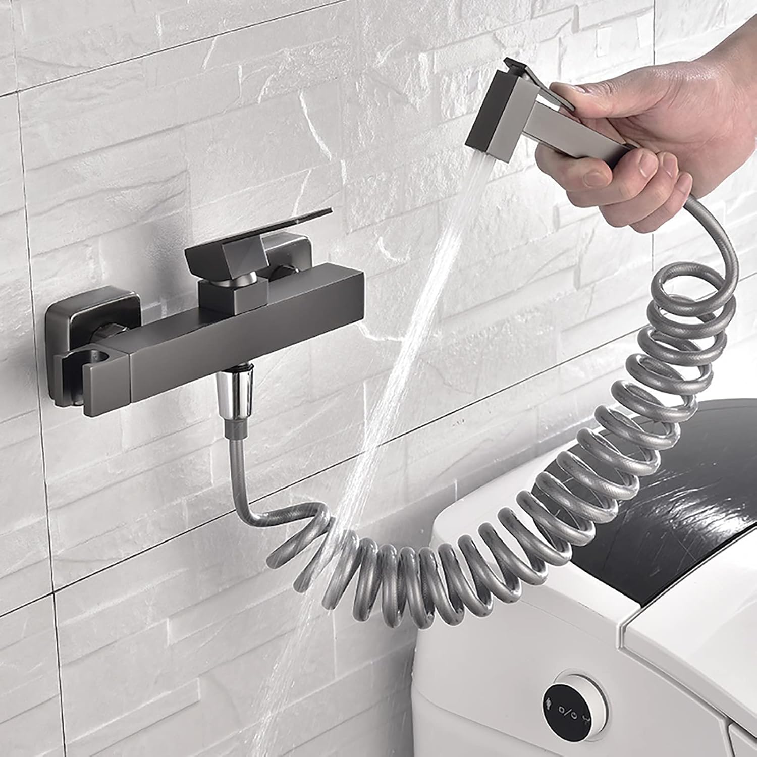 Handheld Bidet Sprayer for Toilet Gray Bathroom Cloth Diaper Sprayer Set with Cold and Hot Water, Wall Mounted Brass Toilet Bidet Sprayer Kit for Feminine Hygiene/Type A-Type a