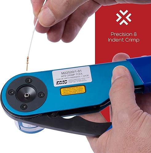 Miniatura 4 de DMC Herramienta de crimpado AF8, engarzado de 8 sangrías, calificada para M225201-01, rango de cables 12-26 AWG