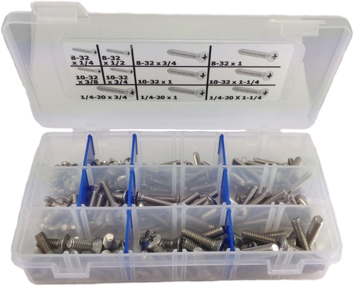 StainlessTown Phillips Oval Machine Screw Kit 18-8 Stainless Steel