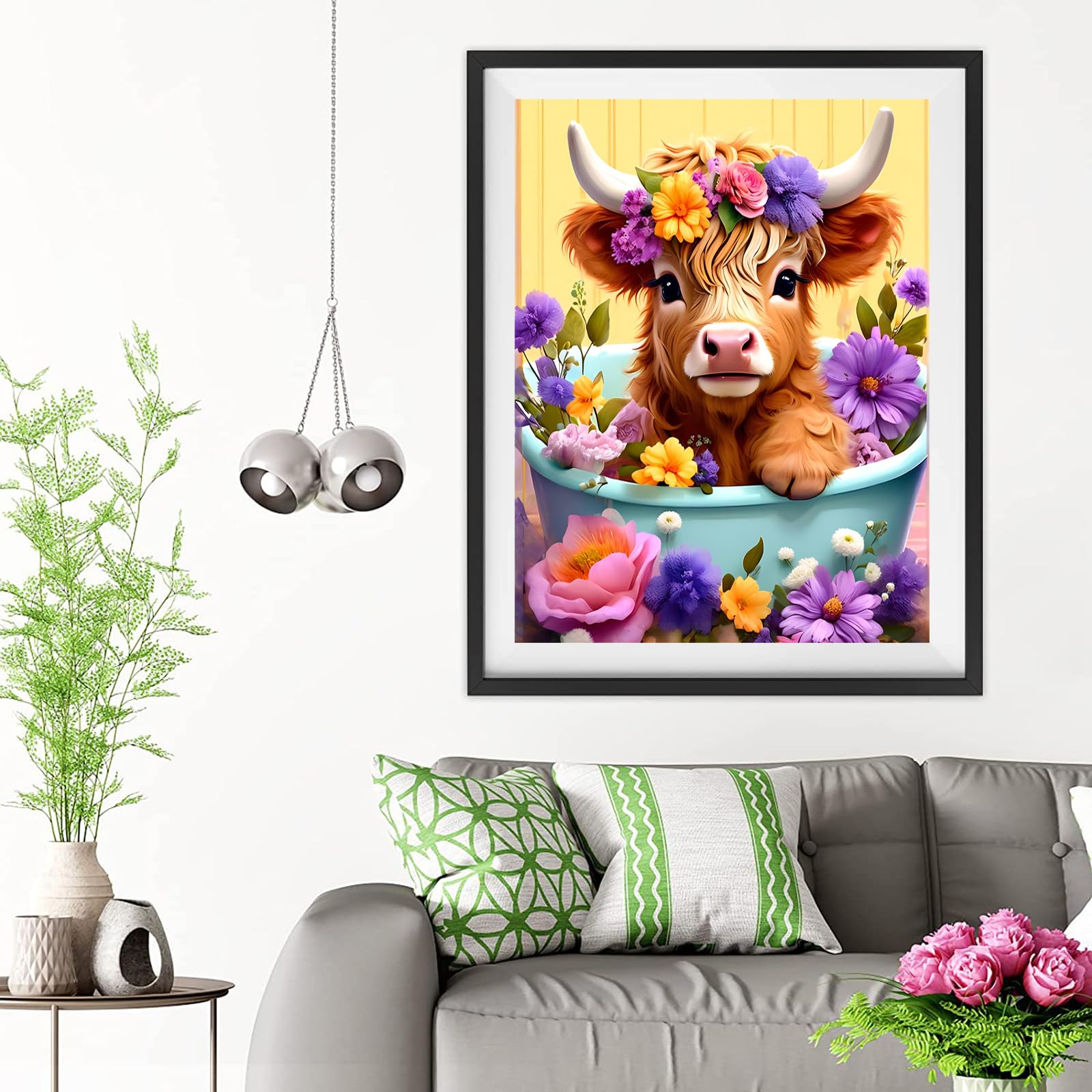 Lonmo Art Diamond Painting 5D – Kit Quadro Fai Da Te ‘Bovini’ 30x40cm, Diamanti Rotondi, Tela Ecologica, Regalo Antistress