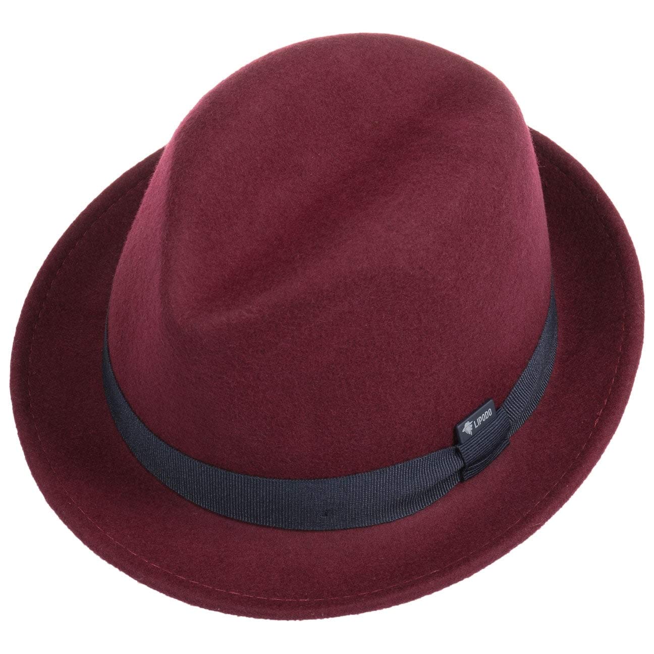 Lipodo Kids Wool Felt Trilby Hat Fedora (One Size - Bordeaux) - Image 4