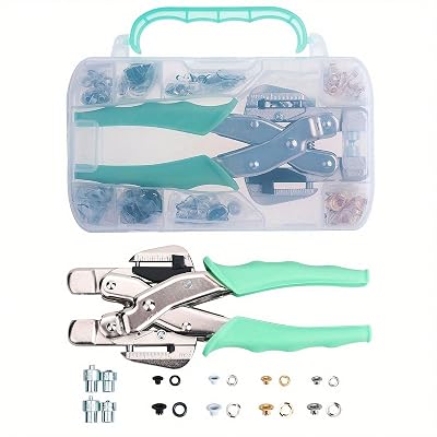 LZBRDY Professional Eyelet Punch Pliers Kit (3mm & 5mm), Heavy Duty Grommet Tool for Leather, Canvas & Fabric, Ergonomic Effortless Hole Puncher with 160Pcs Metal Eyelets for DIY Crafts & Repairs