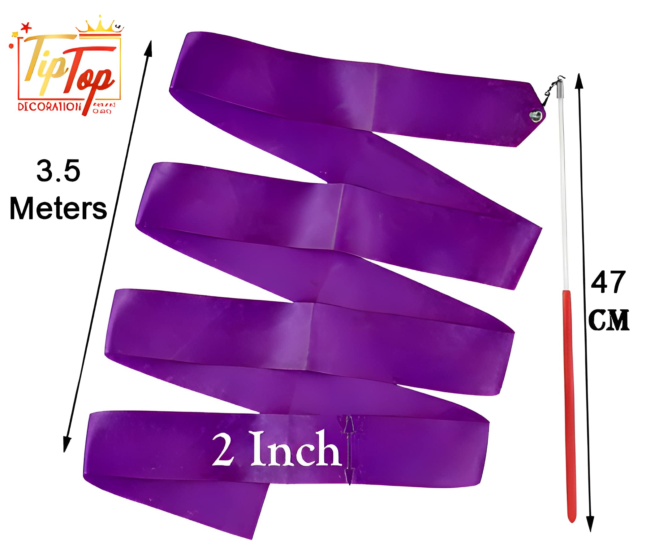 Tiptop Decoration Gymnastic Rhythmic Dancing Ribbon Streamer Stick (1 Piece) (Roaring Purple)