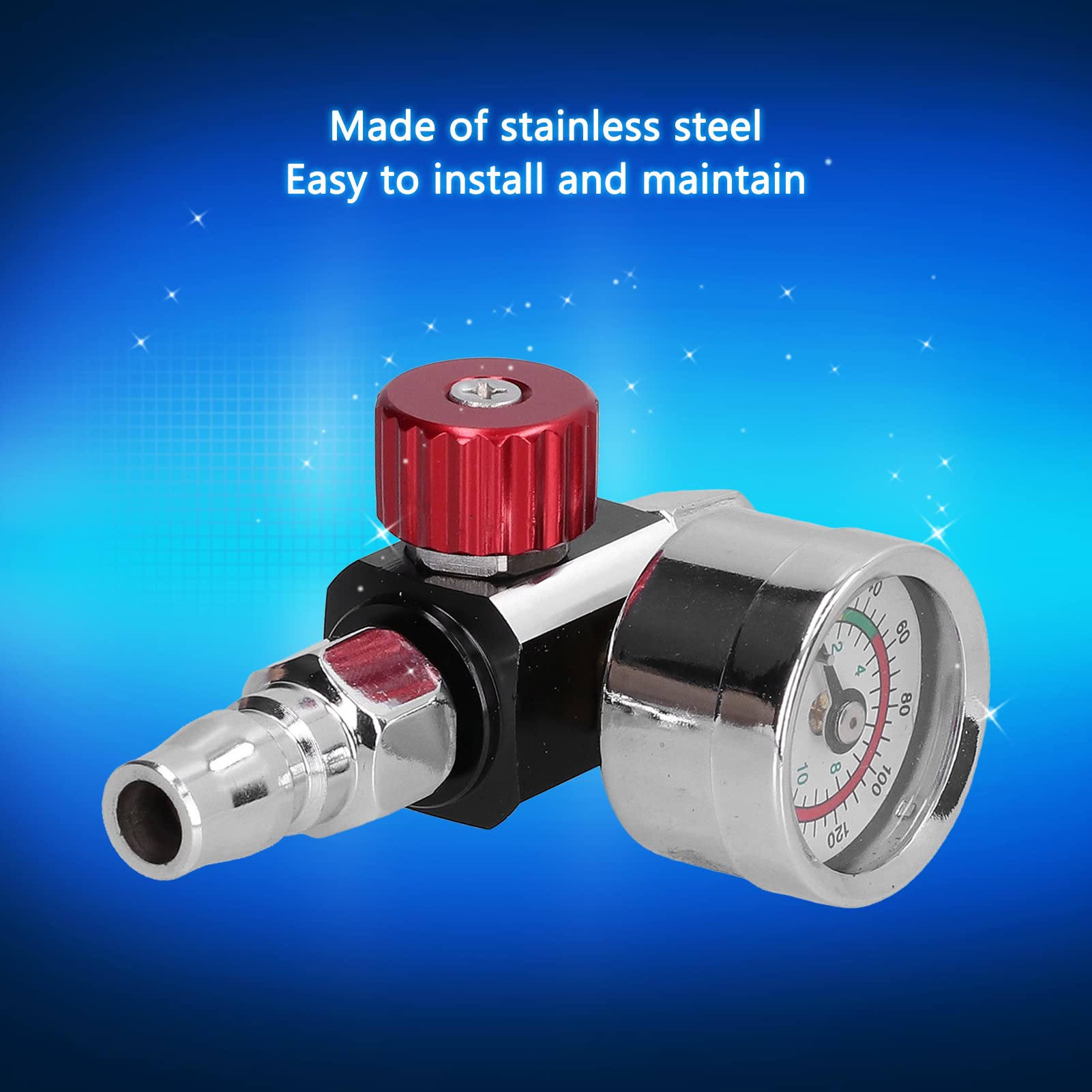 QWORK Regolatore Pressione Aria Per Pistola Verniciatura - Manometro + Filtro Acqua/Olio, 1/4" 140psi