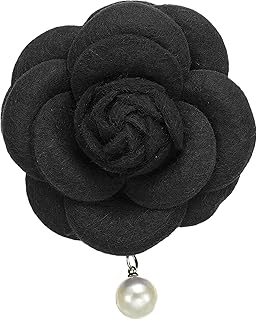 بروش بتصميم زهرة الكاميليا للنساء، بروش عتيق بتصميم زهور من القماش، دبابيس زهور أنيقة من اللؤلؤ الصناعي للطواقي والفساتين والقمصان والفيونكة