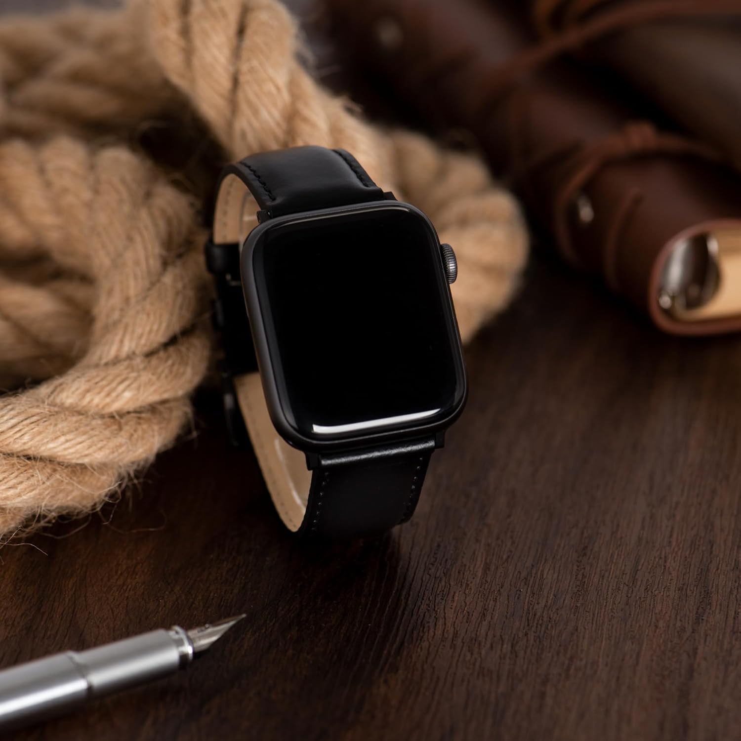 Leather Watch Bands Compatible with Apple Watch 49mm 46mm 45mm 44mm 42mm 41mm 40mm 38mm, Elegant Top Grain Leather Replacement Strap for iWatch Series 11 10 9 8 7 6 5 4 3 2 1 SE/Ultra 3 2 1
