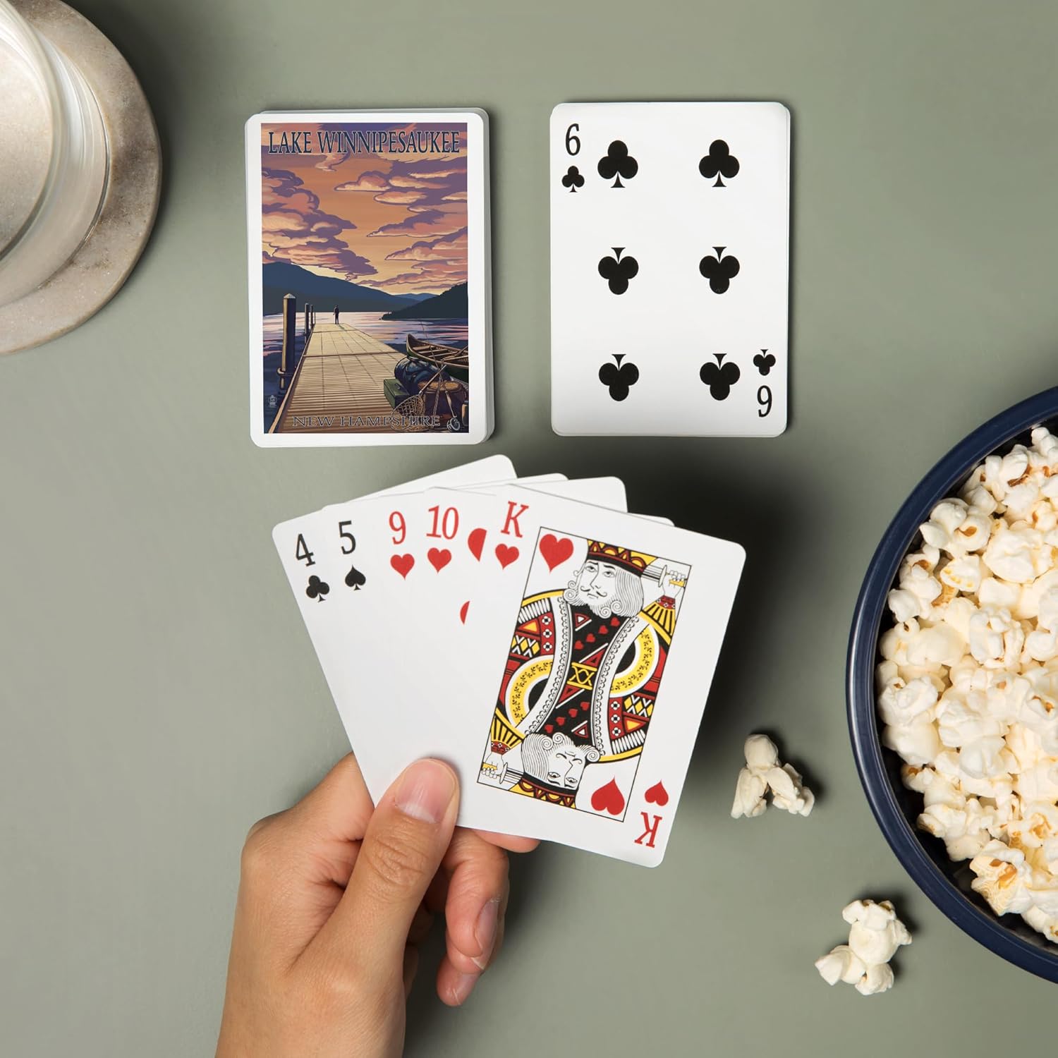 Lantern Press Lake Winnipesaukee, New Hampshire, Dock Scene at Sunset, 52 Playing Cards for Adults, Poker Size Card Deck