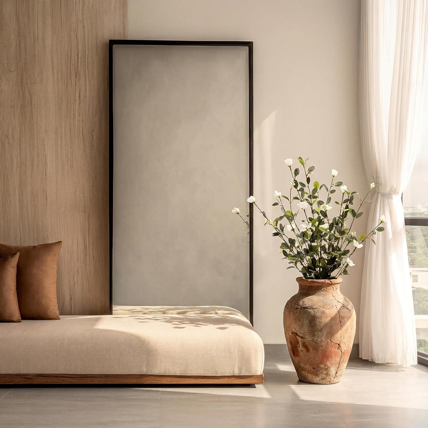 Giegxin 32 Inch Spring Artificial Blossom Branches Fake Spring Cream Blossom Branch 3 Pcs Faux Wild Petunia Flower Stems Bush Long Branches for Vase Floral Arrangement Wedding Party Decoration