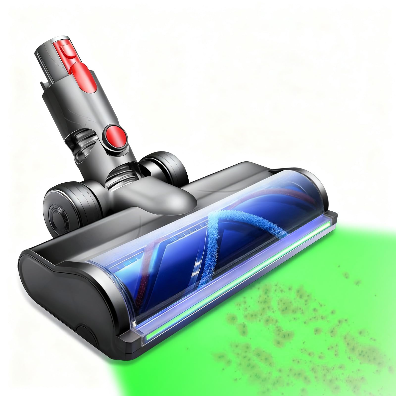 Upgrade Vacuum Head for Dyson V7 V8 V10 V11 V15 G5 Gen5 V8 Slim, Quick-Release Soft Roller Cleaner Head with Full-Area LED Green Light, Replacement Motorhead for Hard Floors, Tile and Wood